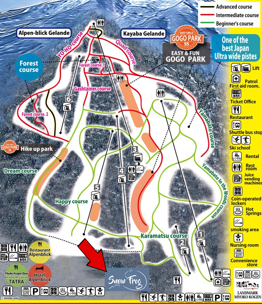 ikenotaira onsen ski trail map | Destination Joetsu-Myoko