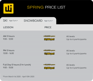 30% off lessons for Myoko Ski School in spring